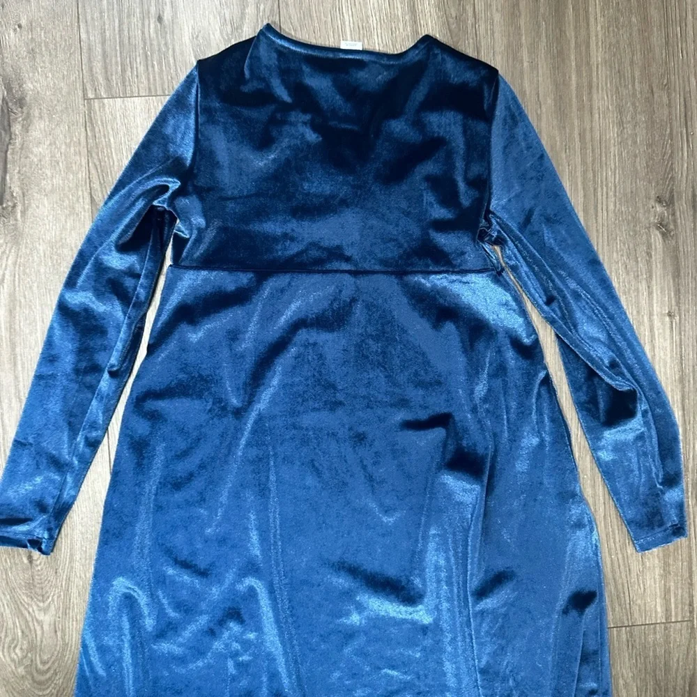 Old Navy Navy Blue Velvet Long-Sleeve Dress for Girls